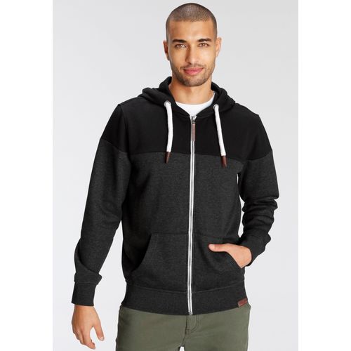 Kapuzensweatjacke AJC, Herren, Gr. XL (56/58), grau (anthrazit schwarz), Sweatware, Obermaterial: 55% Baumwolle, 45% Polyester, mehrfarbig, casual, normal hüftbedeckend, Langarm Rippbündchen, Sweatjacken