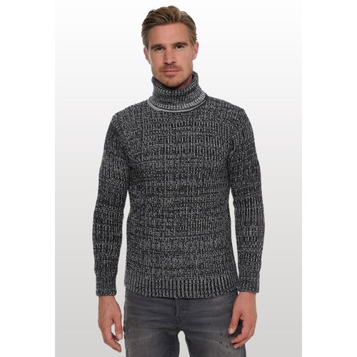 Rollkragenpullover RUSTY NEAL, Herren, Gr. XXXL, schwarz, 70% Polyacryl, 30% Baumwolle, meliert, casual, normal, hoch geschlossener Ausschnitt, Langarm, Pullover, im angesagten Strickdesign