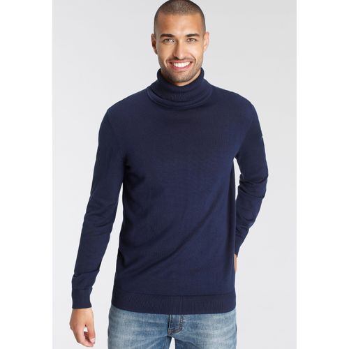 Rollkragenpullover AJC, Herren, Gr. XXL (60/62), blau (marine), Feinstrick, Obermaterial: 50% Baumwolle, 50% Polyacryl, Basic, schmal, Langarm Rippstrickbündchen, Pullover, mit Rollkragen aus Rippstrick