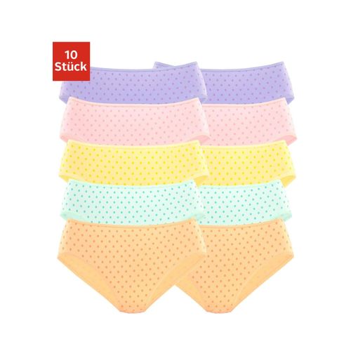 Jazz-Pants Slips PETITE FLEUR, Damen, Gr. 36/38, bunt (lila, rosa, gelb, grün, orange), Obermaterial: 95% Baumwolle, 5% Elasthan, gepunktet, körpernah, Unterhosen, aus elastischer Baumwolle