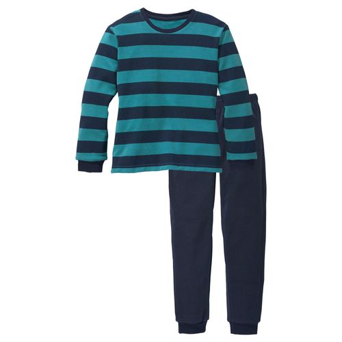 Pyjama AUTHENTIC LE JOGGER Gr. 158/164, bunt (petrol, navy) Kinder Homewear-Sets aus Frottee, mit Bündchen