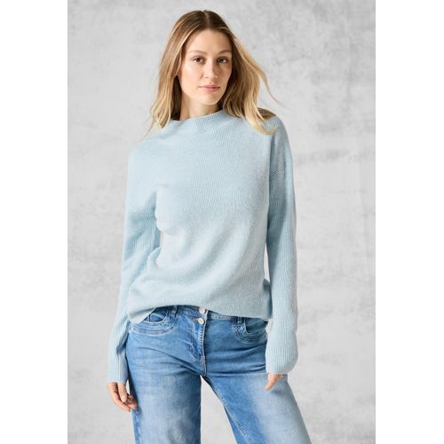 Strickpullover CECIL Gr. S (38), blau (turquoise) Damen Pullover mit Materialmix