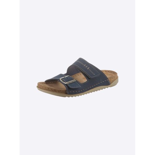 Pantolette FISCHER, Damen, Gr. 42, blau (marine), Lederimitat, sportlich, Schuhe