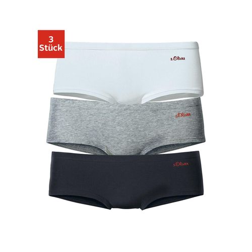 Hipster S.OLIVER, Damen, Gr. 44/46 (XL), weiß (grau, schwarz, weiß), Jersey, Obermaterial: 90% Baumwolle, 10% Elasthan (LYCRA), unifarben, Unterhosen, aus elastischer Baumwoll-Qualität