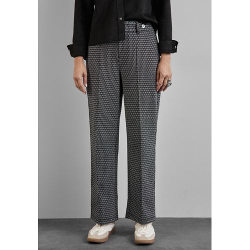 Stoffhose STREET ONE, Damen, Gr. 38, Länge 30, schwarz, Stoff, 70% Polyester, 25% Viskose, 5% Elasthan, unifarben, casual, normal normal, Hosen, High Waist