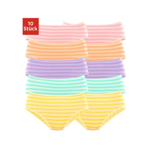 Jazz-Pants Slips PETITE FLEUR, Damen, Gr. 36/38, bunt (gestreift, lila, gelb, grün, orange, rosa), Obermaterial: 95% Baumwolle, 5% Elasthan, gestreift, körpernah, Unterhosen, aus elastischer Baumwolle
