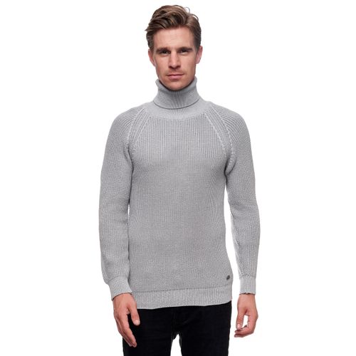 Rollkragenpullover RUSTY NEAL, Herren, Gr. L, grau, 50% Baumwolle, 50% Polyacryl, unifarben, casual, normal, hoch geschlossener Ausschnitt, Langarm, Pullover, mit kuscheligem Rollkragen