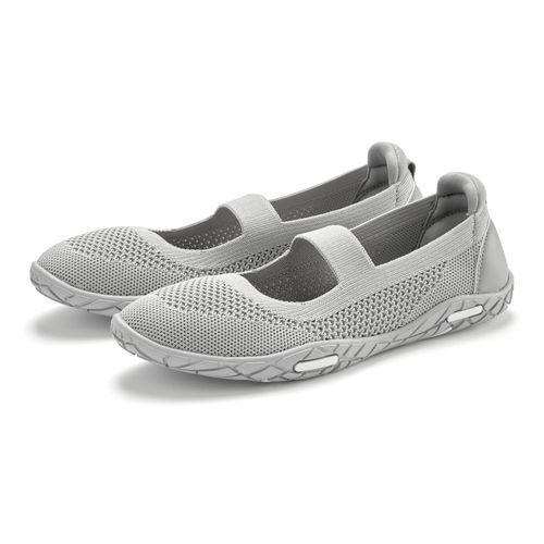 Sneaker Ballerinas LASCANA Gr. 43, grau (hellgrau) Damen Schuhe Freizeitschuh, Slipper, Halbschuh, Slip On Sneaker superleicht VEGAN