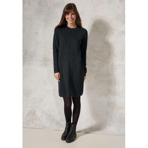 Strickkleid CECIL, Damen, Gr. XL (44), US-Größen, grau (charcoal grau melange), Web, 60% Baumwolle, 40% Viskose, unifarben, casual, normal knielang, ohne Ausschnitt, Langarm Bündchen, Kleider, mit Rundhalsausschnitt