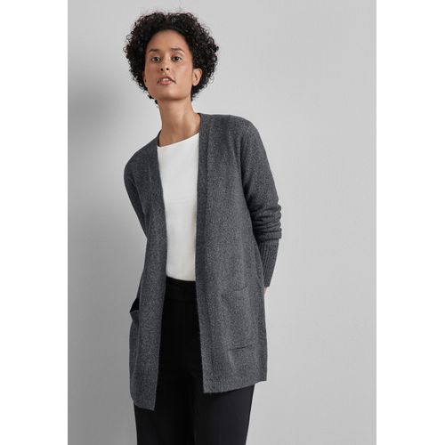 Cardigan STREET ONE Gr. 34, grau (gravel meliert) Damen Strickjacken mit Materialmix