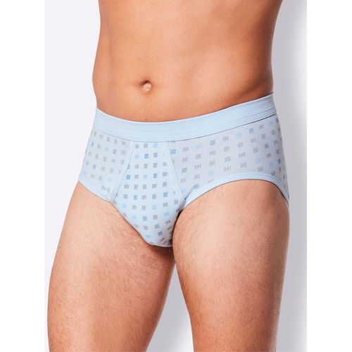 Slip SCHIESSER, Herren, Gr. 7, blau (hellblau, bedruckt), 100% Baumwolle, Unterhosen