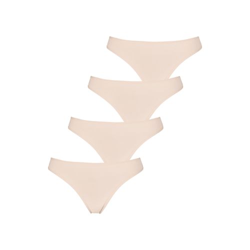 String LASCANA, Damen, Gr. 32/34, beige (champagner), Obermaterial: 95% Baumwolle, 5% Elasthan, unifarben, körpernah, Unterhosen, aus elastischer Baumwolle