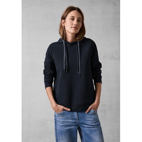 Sweatshirt CECIL Gr. M (40), blau (universal blue) Damen Sweatshirts mit Kapuze