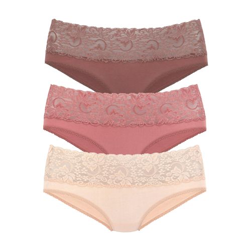 Slip VIVANCE, Damen, Gr. 48/50, bunt (rose, beere, mahagoni), Single Jersey, Obermaterial: 95% Baumwolle, 5% Elasthan. Spitze: 93% Polyamid, 7% Elasthan (LYCRA), bequem, Unterhosen, aus elastischer Baumwolle mit floraler Spitze