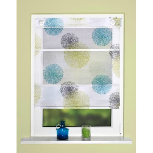 Raffrollo HEINE HOME Gr. 1, blau (blau, grün), B:45cm H:130cm, Raffrollos