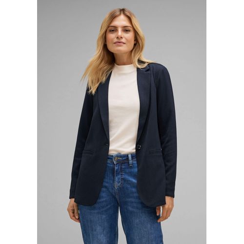 Longblazer STREET ONE Gr. 36, blau (tiefblau) Damen Blazer in Unifarbe