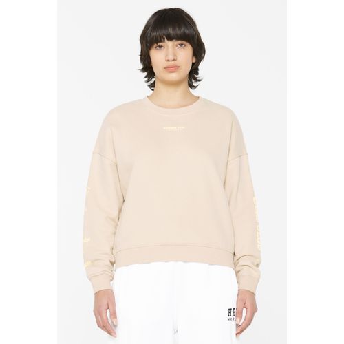 Sweater HARLEM SOUL, Damen, Gr. L, beige (sand), Material: 100% Baumwolle, bedruckt, casual, lässig geschnitten, Rundhals, Langarm eingesetzt Rippbündchen, Sweatshirts, aus Bio-Baumwolle