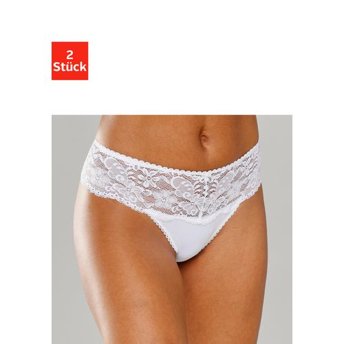 String NUANCE Gr. 32/34, weiß (2xweiß) Damen Unterhosen Dessous mit breitem Spitzenband