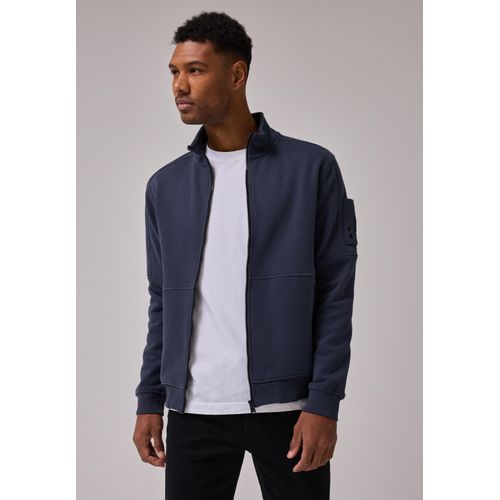 Sweatjacke STREET ONE MEN, Herren, Gr. L (42), grau (heavy grau), Sweatware, 80% Baumwolle, 20% Polyester, unifarben, casual, normal normal, hoch geschlossener Ausschnitt, Langarm Bündchen, Sweatjacken, mit Stehkragen