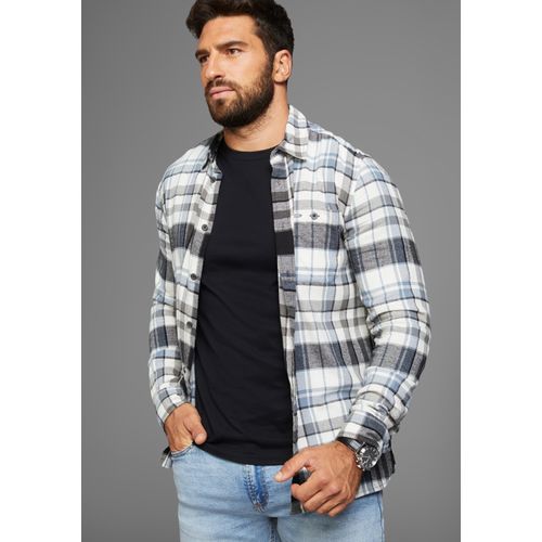 Flanellhemd BRUNO BANANI, Herren, Gr. L, N-Gr, schwarz (schwarz kariert), Obermaterial: 100% Baumwolle, kariert, casual, Basic schmal, Langarm, Hemden, mit Brusttasche - NEUE KOLLEKTION