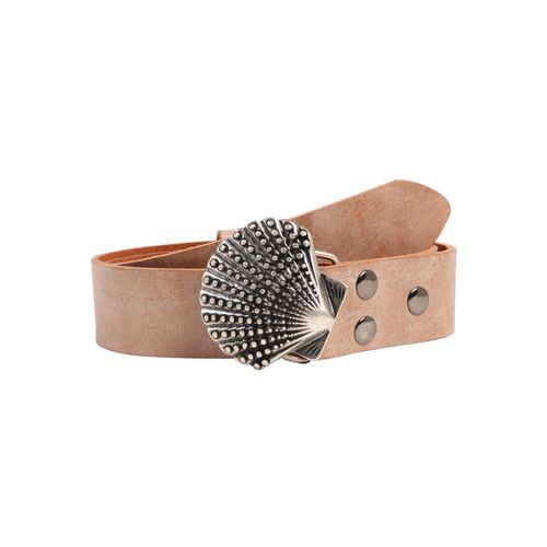 Ledergürtel, Damen, Gr. 95, beige (natur), Leder, RETTUNGSRING BY SHOWROOM 019, unifarben, casual,modisch, Gürtel, mit austauschbarer Schließe »Muschel Nieten«