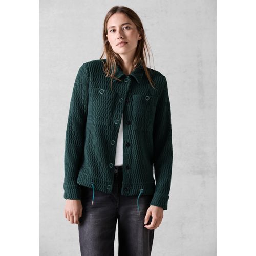 Kurzjacke CECIL, Damen, Gr. XL (44), grün (fir grün), Stoff, 83% Polyester, 14% Viskose, 3% Elasthan, unifarben, casual, gerade normal, V-Ausschnitt, Langarm Bündchen, Jacken, mit Brusttasche