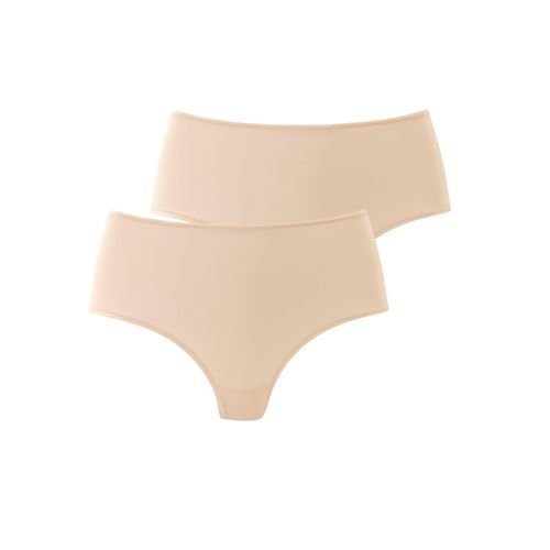 String LASCANA, Damen, Gr. 48/50, beige, Microfaser, Obermaterial: 77% Polyamid, 23% Elasthan, unifarben, körpernah, Unterhosen, aus weicher Microfaser