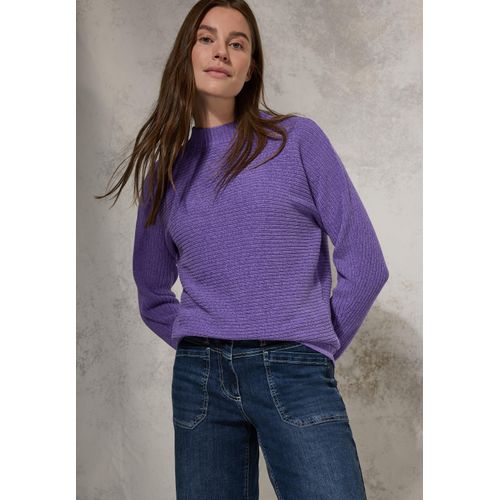 Stehkragenpullover CECIL, Damen, Gr. XL (44), lila (wild lila), Stoff, 68% Polyester, 32% Baumwolle, unifarben, casual, normal normal, hoch geschlossener Ausschnitt, Langarm Bündchen, Pullover, mit Turtleneck