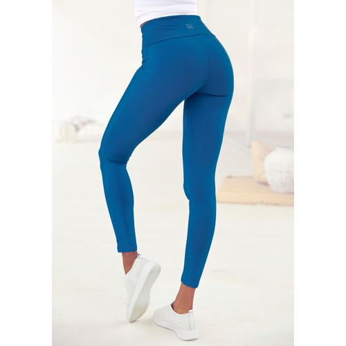 Leggings LASCANA Gr. 52/54, N-Gr, blau (royalblau) Damen Hosen mit breitem Bündchen