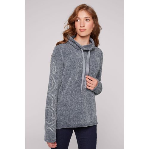 Rollkragenpullover SOCCX, Damen, Gr. M, grau (cold grau), Material: 80% Polyester, 20% Baumwolle, bedruckt, casual, lässig geschnitten normal, Rundhals, Langarm eingesetzt Bündchen, Pullover, aus Flauschstrick