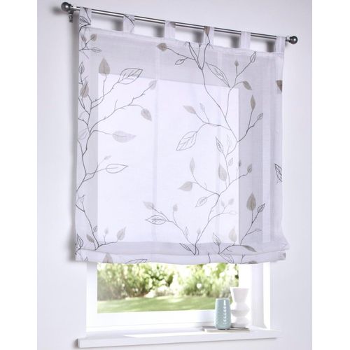 Raffrollo HEINE HOME Gr. 3, grau (sanftes weiß, taupe), B:80cm H:140cm, Raffrollos