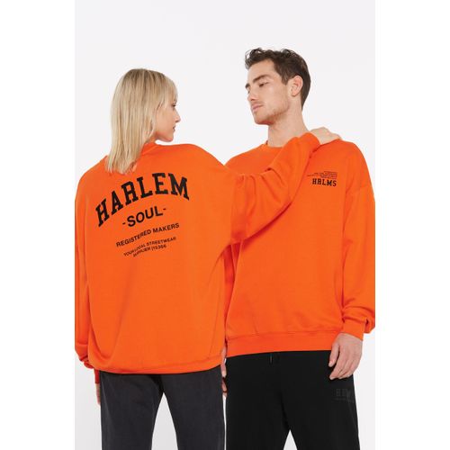 Sweater HARLEM SOUL, Herren, Gr. XS/S, orange, Material: 89% Baumwolle, 11% Polyester, bedruckt, casual, lässig geschnitten, Rundhals, Langarm eingesetzt Rippbündchen, Sweatshirts