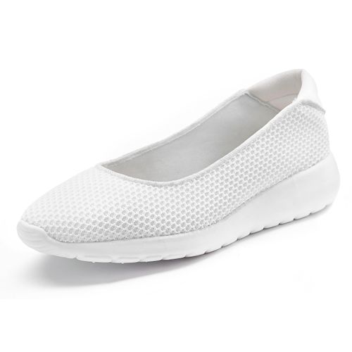 Ballerina LASCANA Gr. 38, weiß Damen Schuhe Freizeitschuh, Slipper, Halbschuh, Sneaker Slip-In, leichte Mesh-Optik