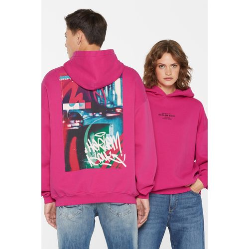 Kapuzensweatshirt HARLEM SOUL, Herren, Gr. XL/XXL, pink (magenta), Material: 80% Baumwolle, 20% Polyester, bedruckt, casual, oversize, Rundhals, Langarm eingesetzt Rippbündchen, Sweatshirts, mit Bio-Baumwolle