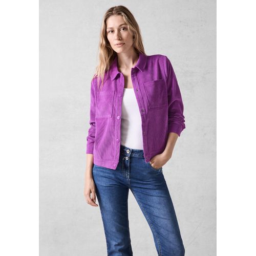 Cordjacke CECIL, Damen, Gr. L (42), lila (iced violet), Cord, 90% Polyester, 8% Polyamid, 2% Elasthan, unifarben, casual, normal normal, V-Ausschnitt, Langarm Bündchen, Jacken, mit Brusttasche