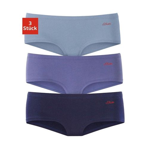 Hipster S.OLIVER Gr. 40/42 (L), blau (blaufarben), Damen, Jersey, Obermaterial: 90% Baumwolle, 10% Elasthan (LYCRA), unifarben, Unterhosen, aus elastischer Baumwoll-Qualität