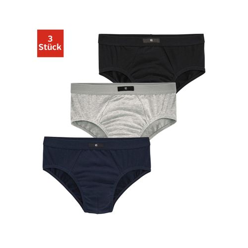 Slip H.I.S, Herren, Gr. L, blau (marine, grau, meliert, schwarz), Jersey, Obermaterial: 95% Baumwolle, 5% Elasthan, unifarben, körpernah, Unterhosen, ohne Seitennaht