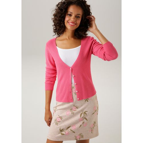 Strickjacke ANISTON CASUAL Gr. 34, pink Damen Strickjacken in trendiger Farbpalette