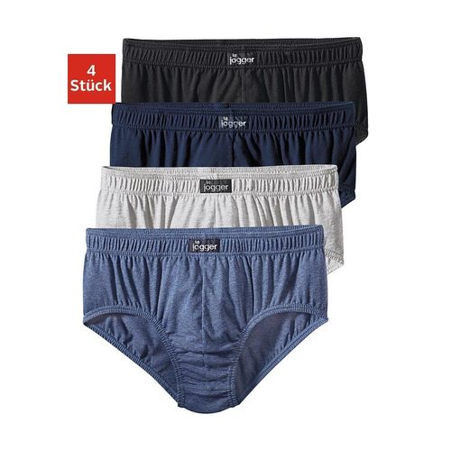 Slip LE JOGGER, Herren, Gr. 6, blau (schwarz, marine, grau, meliert, blau, meliert), Jersey, Obermaterial: 100% Baumwolle, unifarben, körpernah, Unterhosen, aus angenehm weicher Baumwoll-Qualität