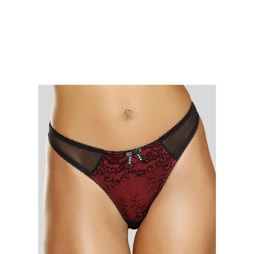 String JETTE Gr. 36/38, rot (rot, schwarz), Damen, Spitze, Netz, Obermaterial: 90% Polyamid, 10% Elasthan, Unterhosen