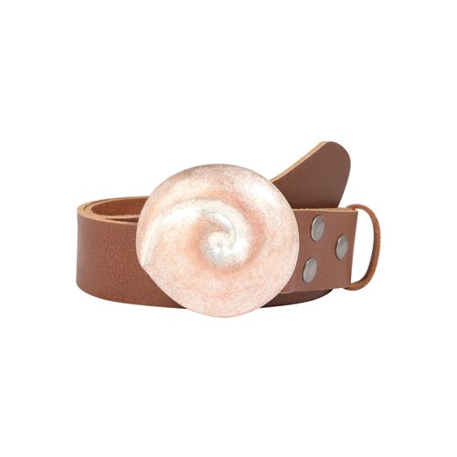 Ledergürtel, Damen, Gr. 90, braun, Leder, RETTUNGSRING BY SHOWROOM 019, unifarben, modisch,casual, Gürtel, mit austauschbarer Schließe »Muschel Rund Rosé«