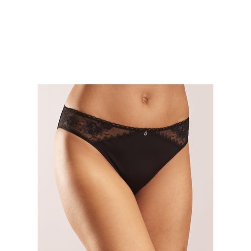 Slip LASCANA, Damen, Gr. 44/46, schwarz, Microtouch, Spitze, Obermaterial: 82% Polyamid (TACTEL), 18% Elasthan (LYCRA), Unterhosen, mit hübschen Spitzeneinsätzen