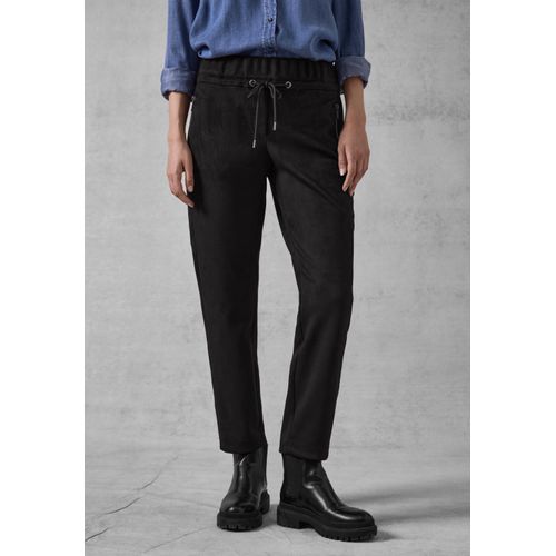 Jogger Pants CECIL, Damen, Gr. S, Länge 28, schwarz, Stoff, 94% Polyester, 6% Elasthan, unifarben, casual, comfort fit normal, Hosen, Middle Waist