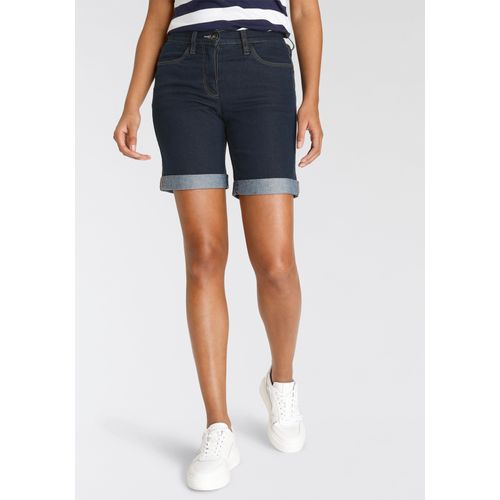 Jeansbermudas ARIZONA, Damen, Gr. 38, N-Gr, blau (dunkelblau wa), Denim/Jeans, Obermaterial: 81% Baumwolle, 17% Polyester, 2% Elasthan, Basic, comfort fit kurz, Jeans, weite Passform, kurze Beinform, hohe Leibhöhe