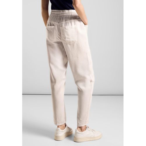 Loose-fit-Jeans STREET ONE, Damen, Gr. 34, Länge 28, weiß (smooth sand beige wash), Jeans, 100% Lyocell, unifarben, casual, lang, Jeans, High Waist