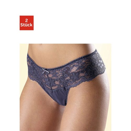 String NUANCE Gr. 32/34, blau (2xblaugrau) Damen Unterhosen Dessous mit breitem Spitzenband