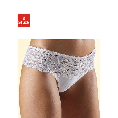 String NUANCE Gr. 32/34, beige (2xcreme) Damen Unterhosen Dessous mit breitem Spitzenband