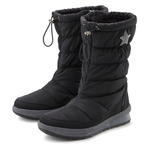 Winterstiefel LASCANA, Damen, Gr. 39, schwarz, Obermaterial: 100% Synthetik. Futter: 100% Synthetik. Decksohle: 100% Polyester. Laufsohle: 100% Synthetik, unifarben mit Farbeinsätzen, casual, Schuhe, Stiefelette, Winterboots mit Warmfutter, wasserabweisend