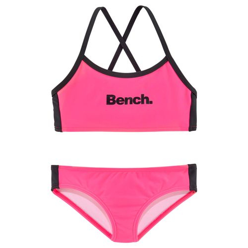 Bustier-Bikini BENCH. Gr. 134/140, N-Gr, pink (pink, schwarz), Kinder, Polyamid, gestreift, Bikini-Sets, mit gekreuzten Trägern