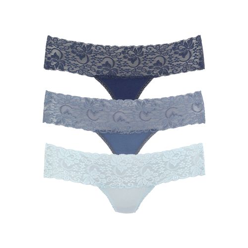 String VIVANCE, Damen, Gr. 36/38, blau (eisblau, rauchblau, navy), Single Jersey, Obermaterial: 95% Baumwolle, 5% Elasthan. Spitze: 93% Polyamid, 7% Elasthan (LYCRA), unifarben, bequem, Unterhosen, aus elastischer Baumwolle mit floraler Spitze